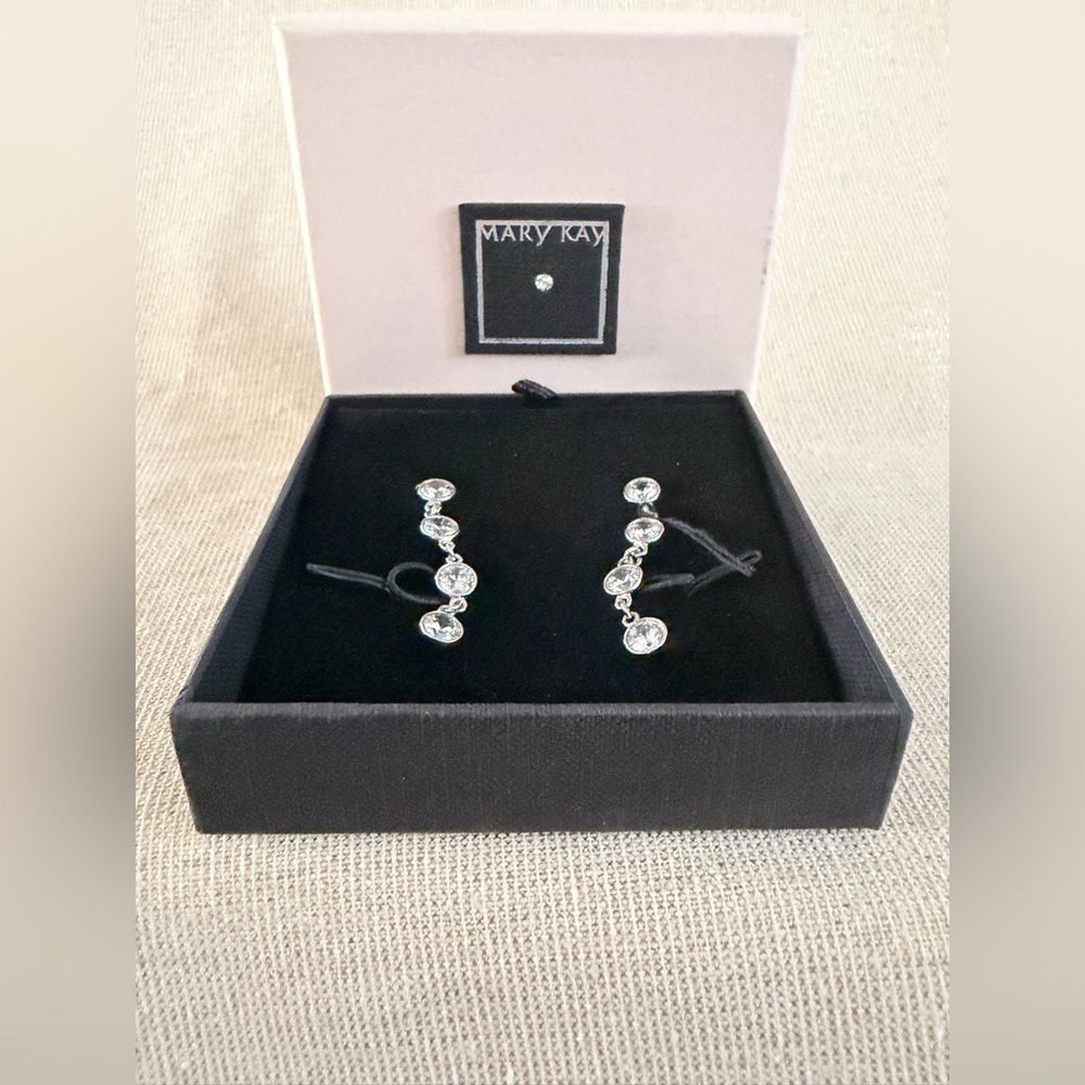 Mary Kay Clear Crystal Cascading Drop Earrings